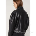 Autumn 2 Pockets PU Leather Jacket for Ladies